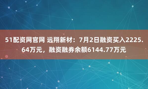 51配资网官网 远翔新材：7月2日融资买入2225.64万元，融资融券余额6144.77万元